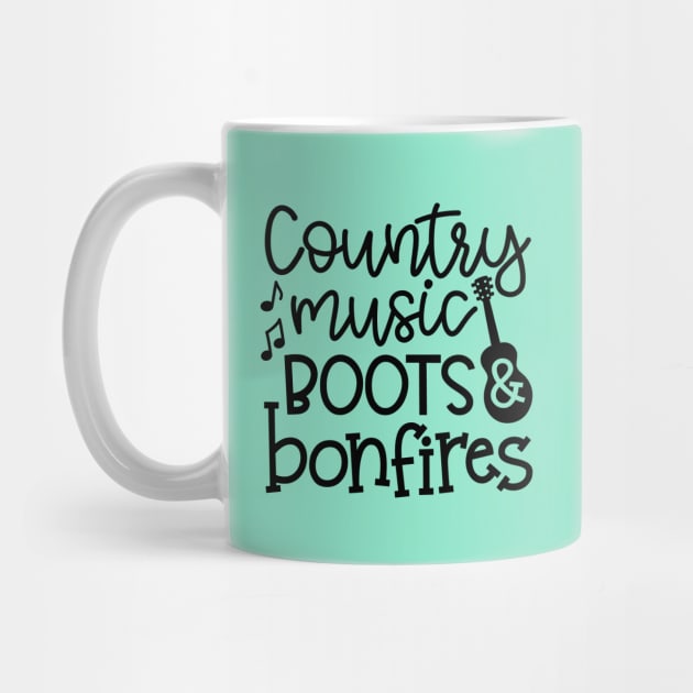 Country Music Boots and Bonfires Guitar Cute by GlimmerDesigns